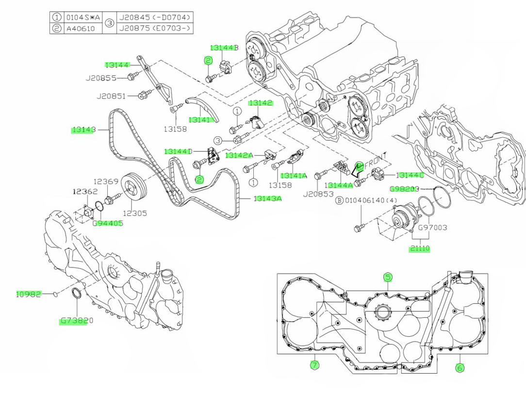 Subaru EZ30 Timing Chain Kit With Water Pump