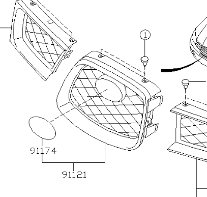Genuine Front Grill Centre Assembly Impreza GD (Hawkeye) 02C Blue