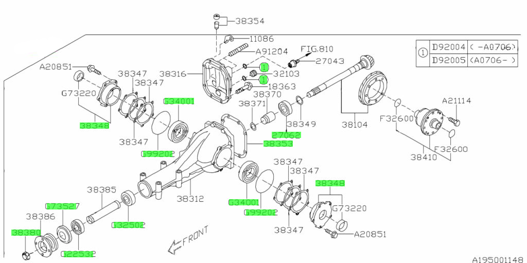 R180 Diff Seal and Bearing Kit