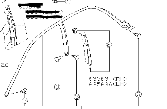 Subaru Impreza GD 00-07 COVER ASSEMBLY-B PILLAR 63563FE030 63563FE020
