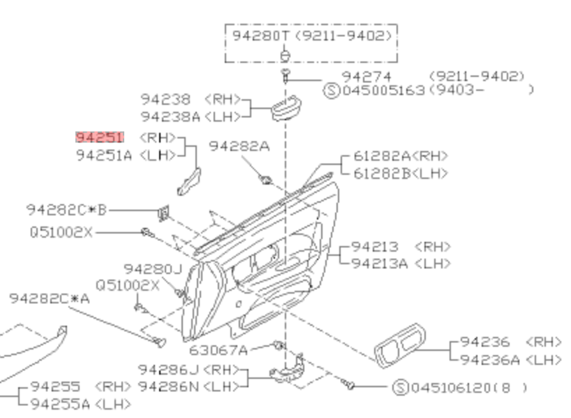 GC8 Drivers side window gusset cover 94226FA000 twenty20racing