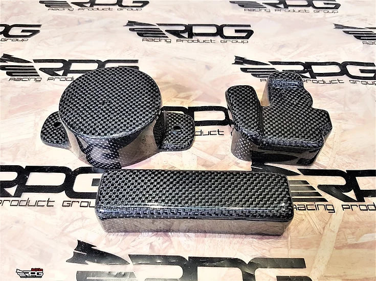 RPG Carbon FA Engine Bay Dress Up - Brake Vacuum Cap, Battery Terminal, Fuse Cap