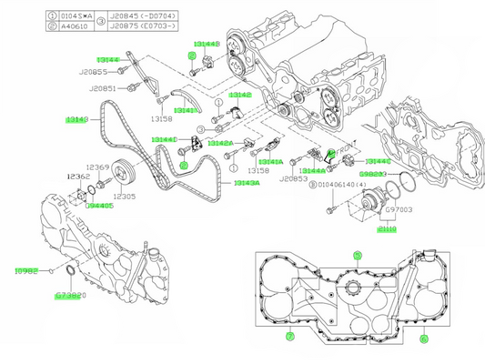 Subaru EZ30 Timing Chain Kit With Water Pump
