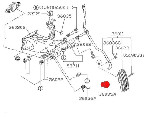 Subaru Impreza 92-02 Throttle Pedal Rest/Stopper 36036AA031