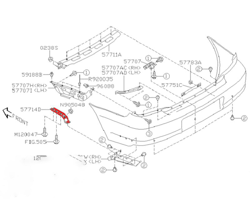 Subaru Impreza 00-07 Saloon Rear Bumper Stay Bracket 57714FE021