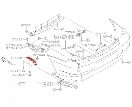 Subaru Impreza 00-07 Saloon Rear Bumper Stay Bracket 57714FE021
