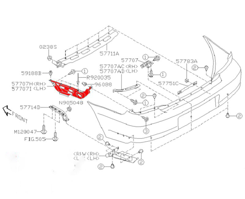 Subaru Impreza 02-07 Saloon Rear Bumper Support Bracket 57717FE650 57717FE660