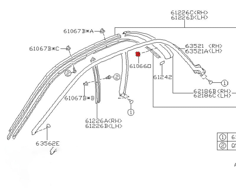 Subaru Impreza 92-00 Rear Side Window Surround Clips 62733FA000