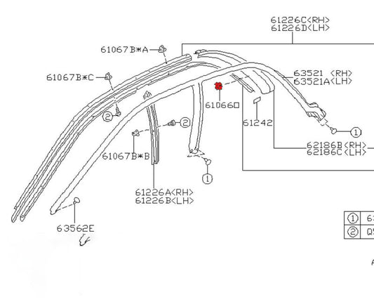 Subaru Impreza 92-00 Rear Side Window Surround Clips 62733FA000