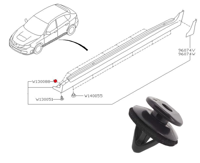 Subaru Impreza 08-14 Side Skirt Clip 909130088