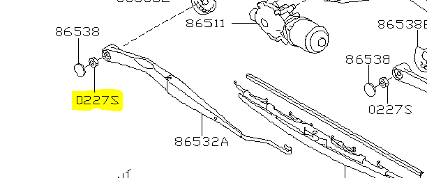 Subaru Wiper nut 02281000