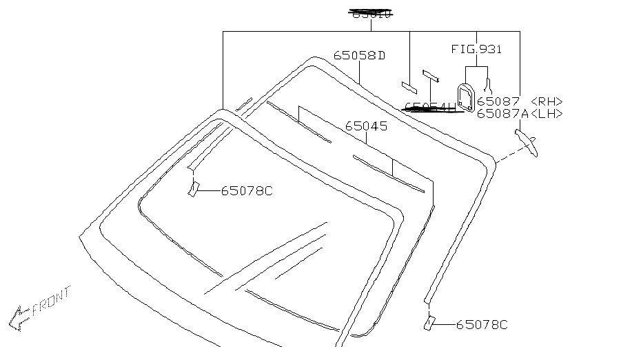 Subaru Impreza 00-07 GD Front Windscreen seal and trim kit 65058FE010 65045FE010 65035FE000 65035FE010 65078FE000