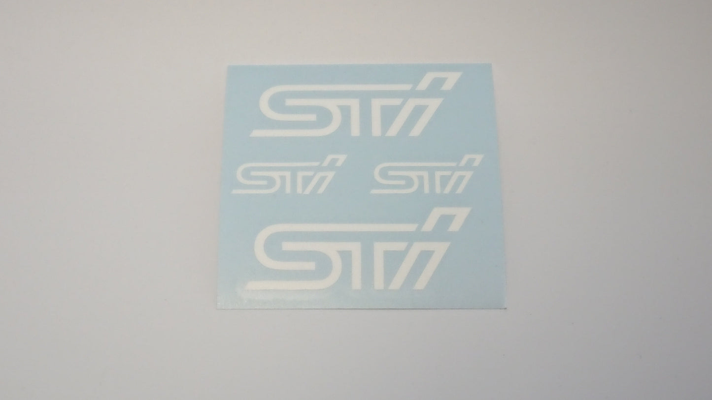 STI - Early Logo - White Caliper Decals