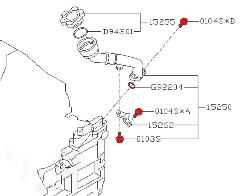 Subaru Impreza 92-07 Oil Filler Neck Fitting Kit