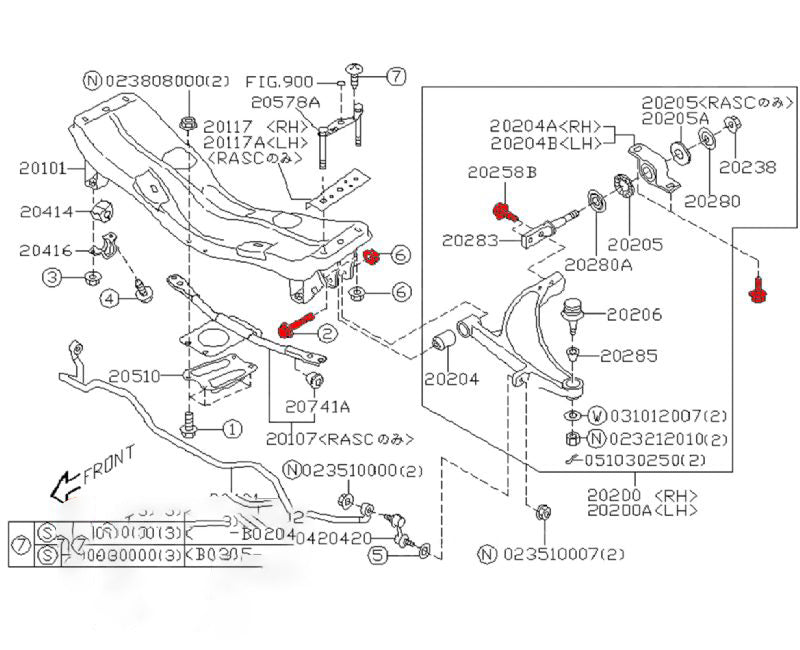 Subaru Impreza 92-07 Front Alloy Control Arm Bolt Kit