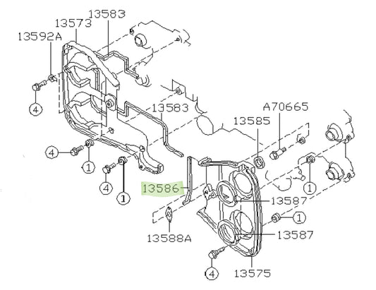 Subaru Impreza EJ20G Rear timing case centre seal LH rear case 13586AA041