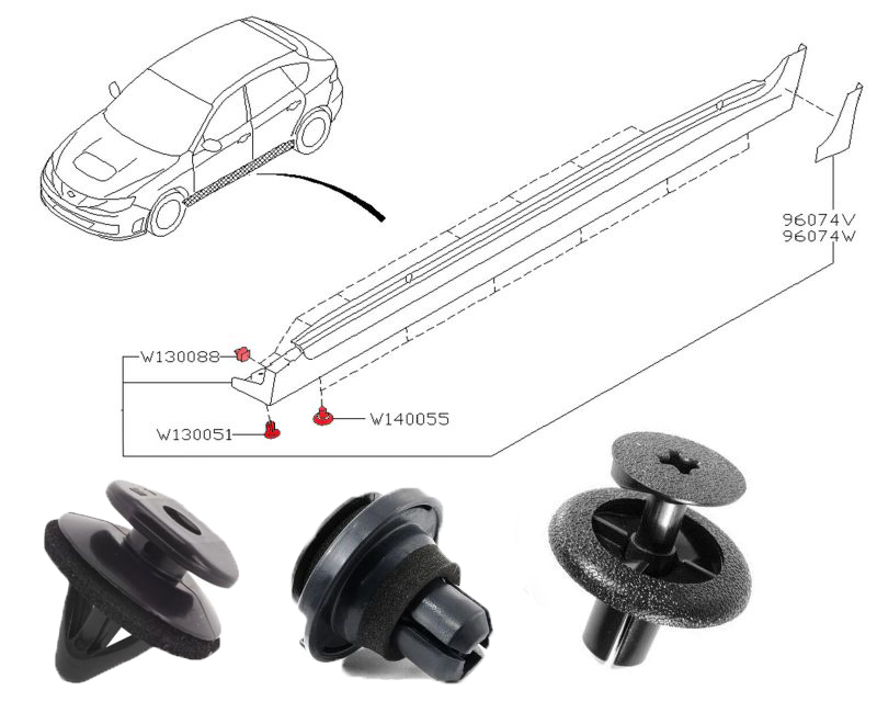 Subaru Impreza 08-14 Side Skirt Clip Fitting Kit