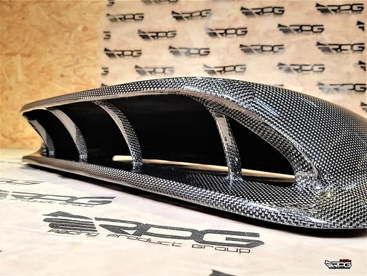RPG Carbon GC - STi Style Large 4" Vacuum Carbon Fiber Divided Hood Scoop Upgrade With Mesh Grille