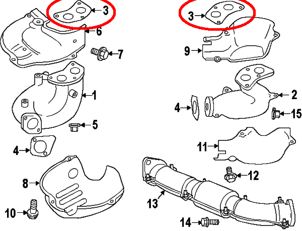 Exhaust Manifold to Block Gasket 14038AA000 (WRX MY94-14/STI MY98-21/FGT&FXT MY98-14/LGT MY05-09)